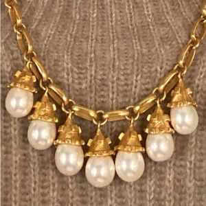Julie Vos multi-drop pearl necklace and gold chain